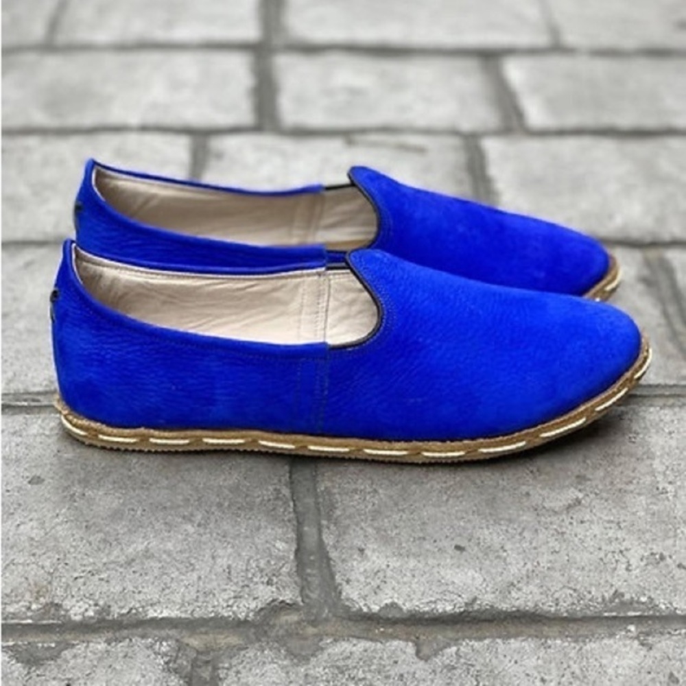 Turkish Modern Rafike Basin Street Blues Nubuck Slipper Loafer Shoes Size 40